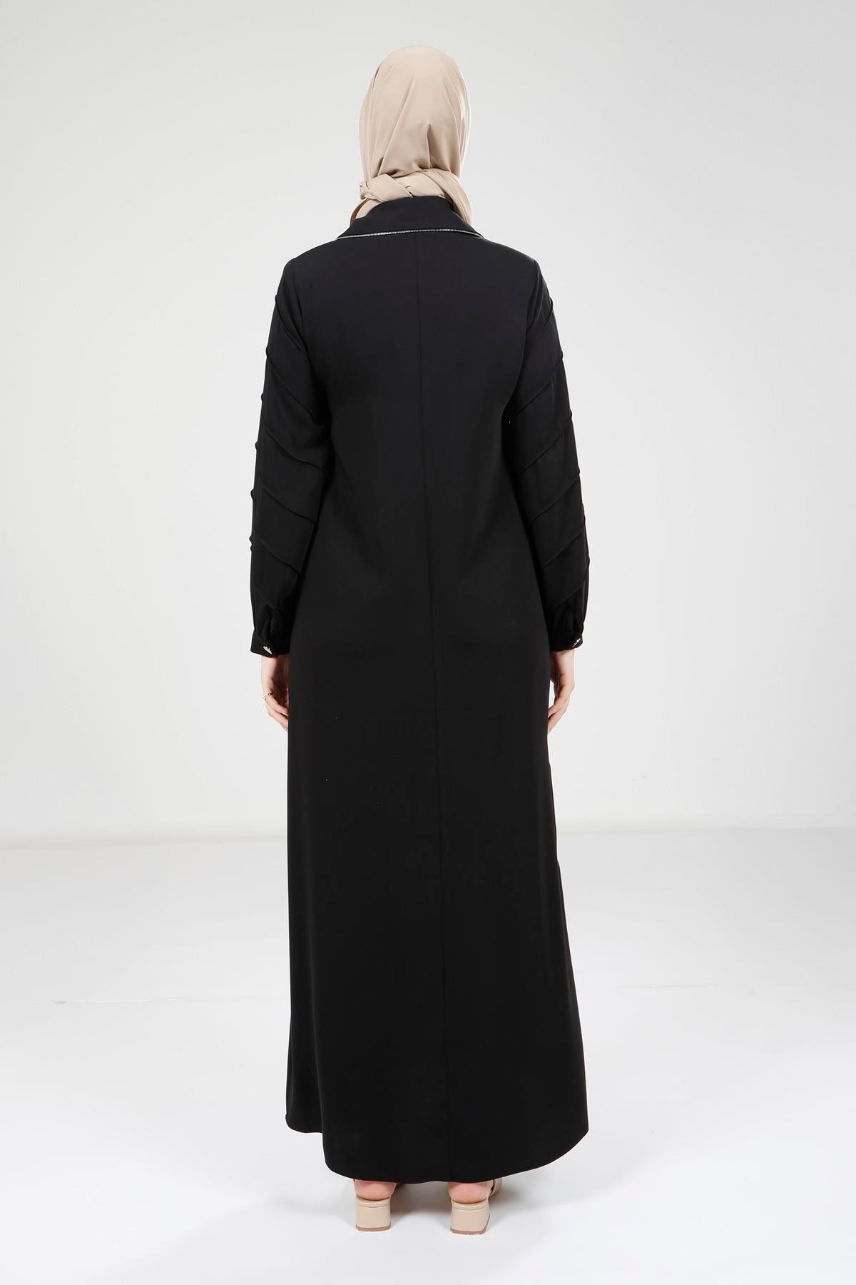 Beyza-9379 ELBİSE FERMUARLI SİYAH
