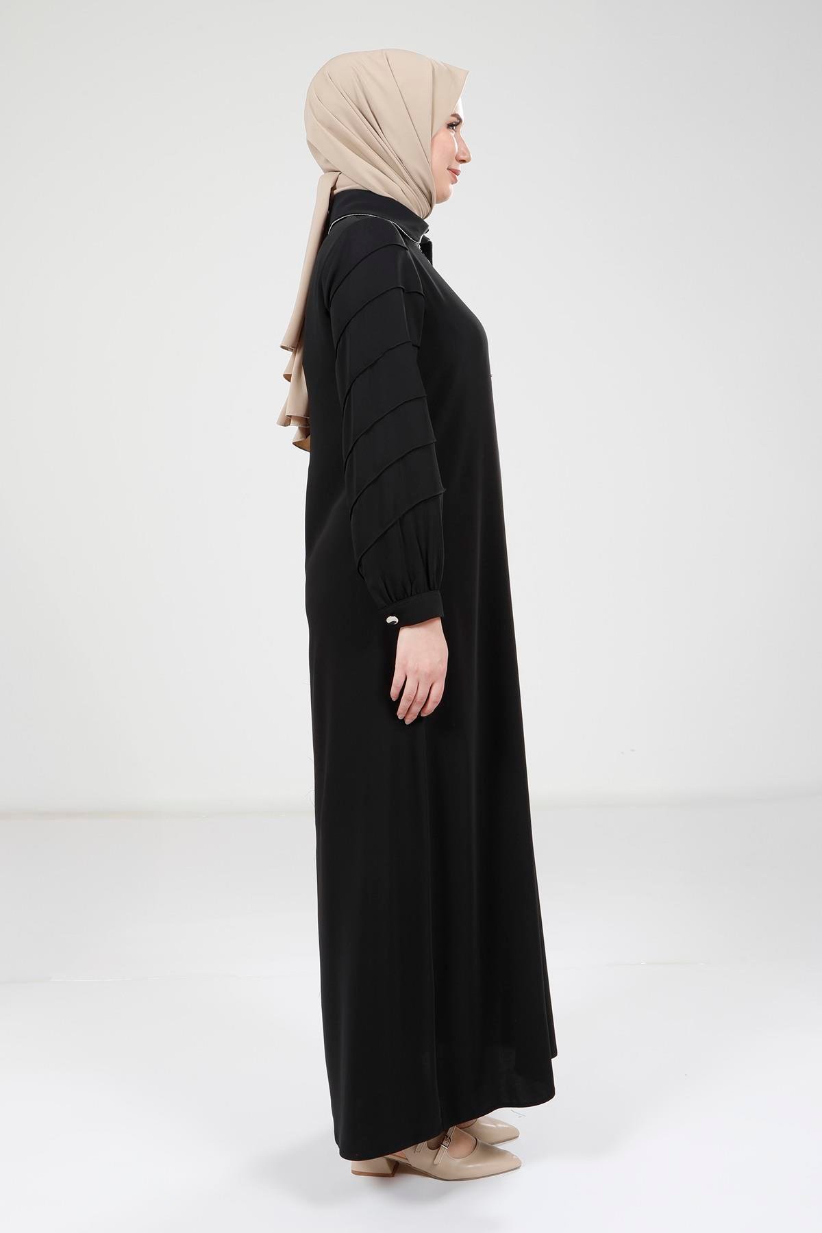 Beyza-9379 ELBİSE FERMUARLI SİYAH