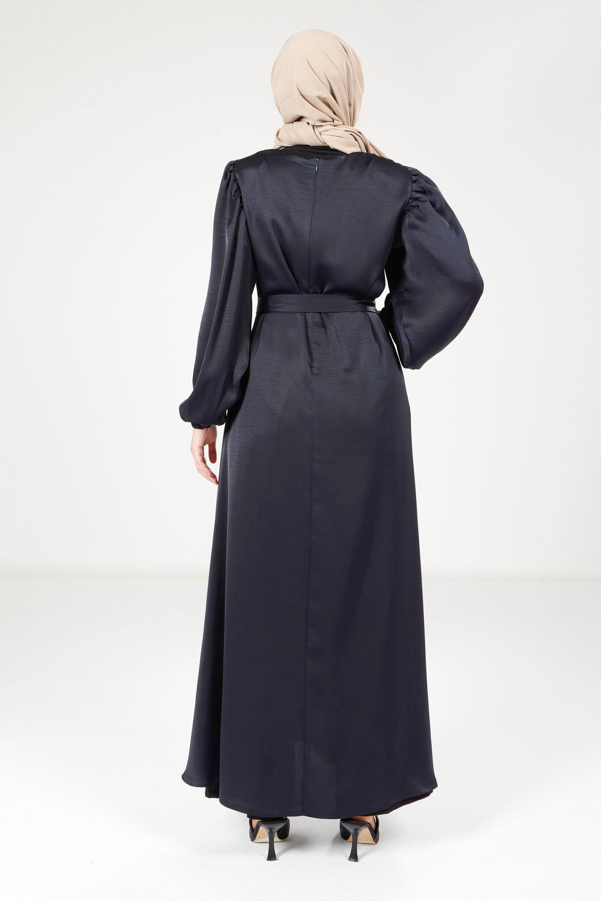 Beyza-HARE ELBİSE LACİVERT