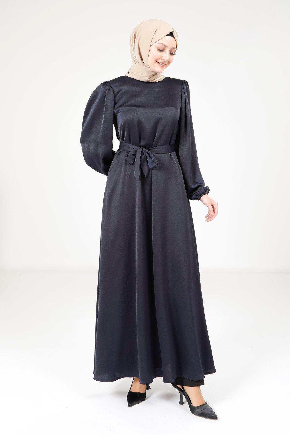 Beyza-HARE ELBİSE LACİVERT