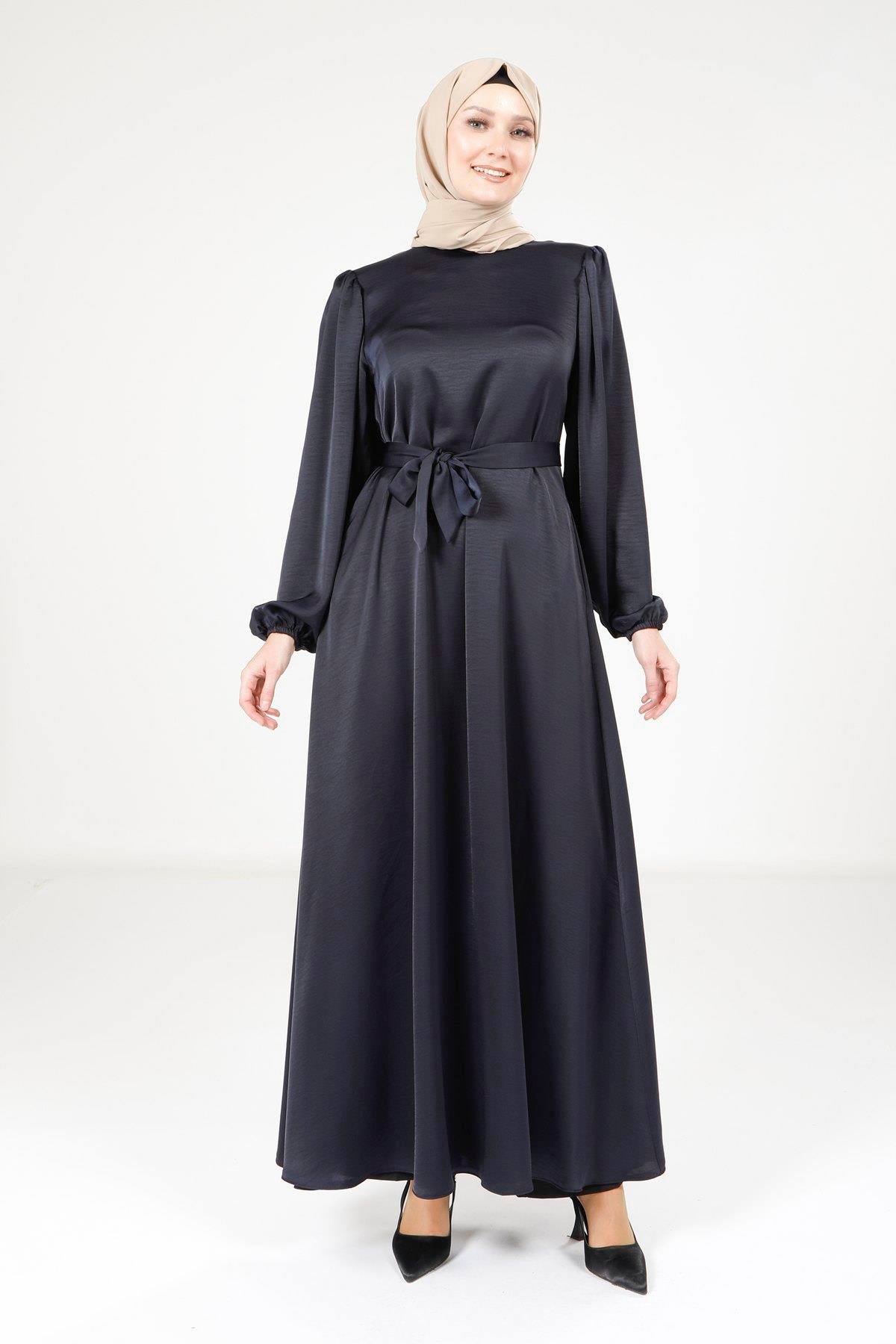 Beyza-HARE ELBİSE LACİVERT