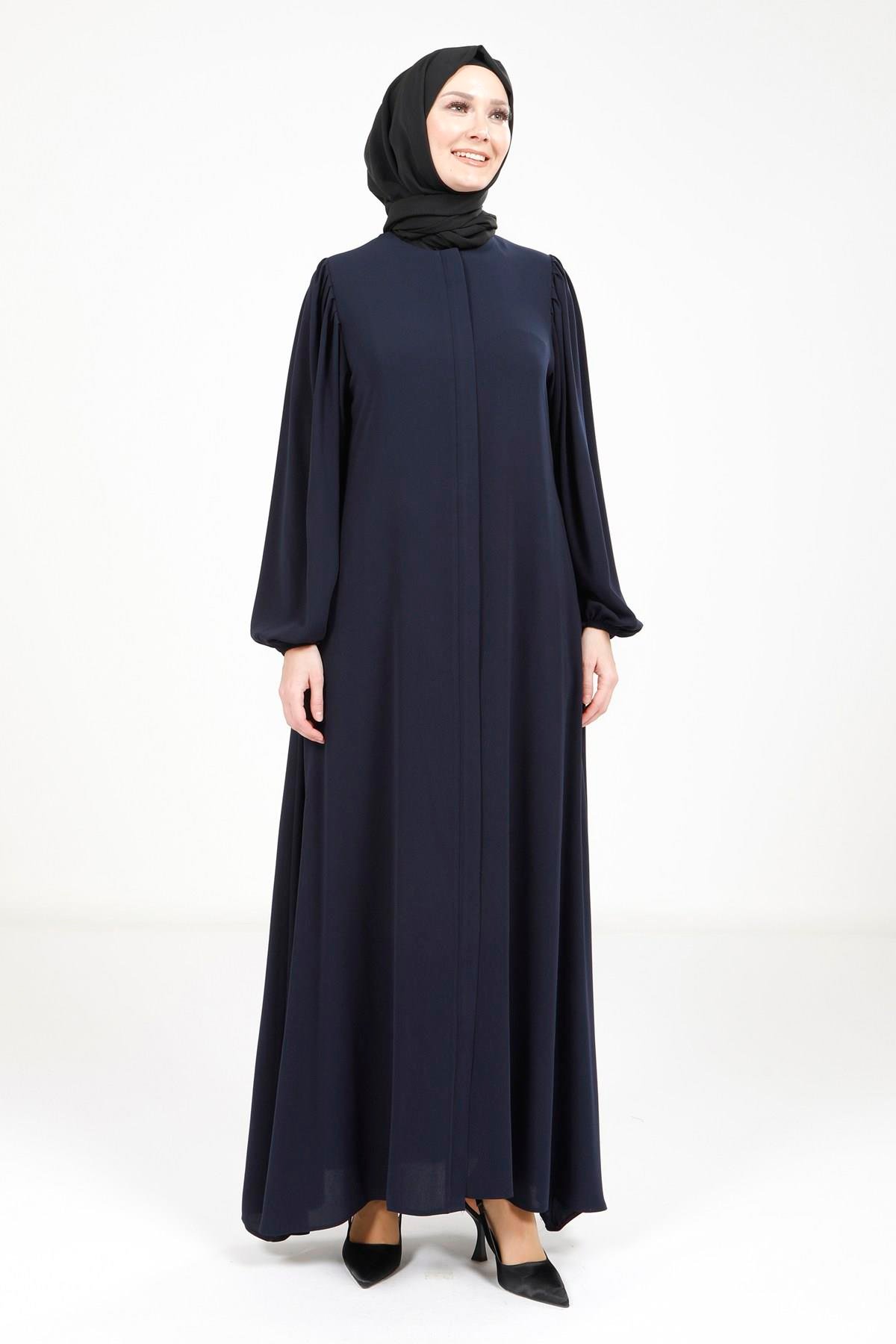 Beyza-عباءة كحلية بتفاصيل من الزركشة 3M3229