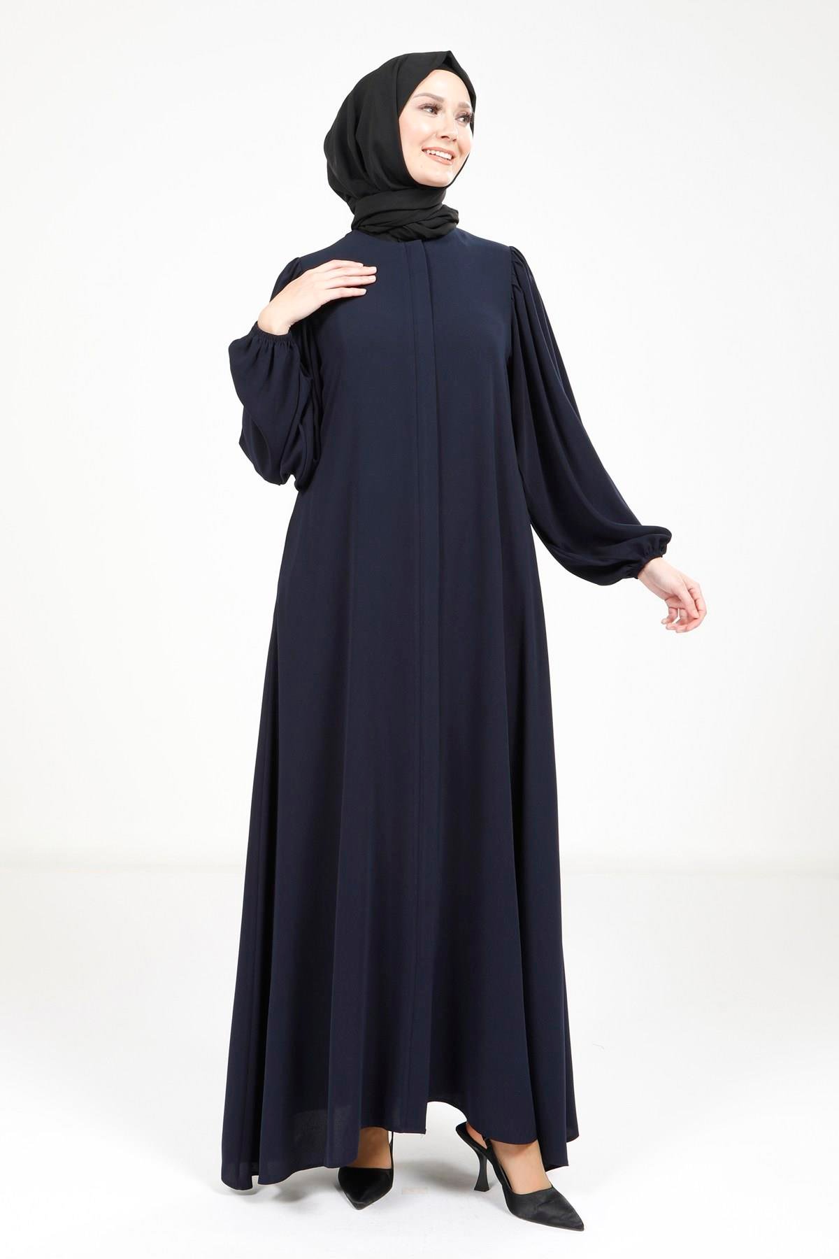 Beyza-عباءة كحلية بتفاصيل من الزركشة 3M3229