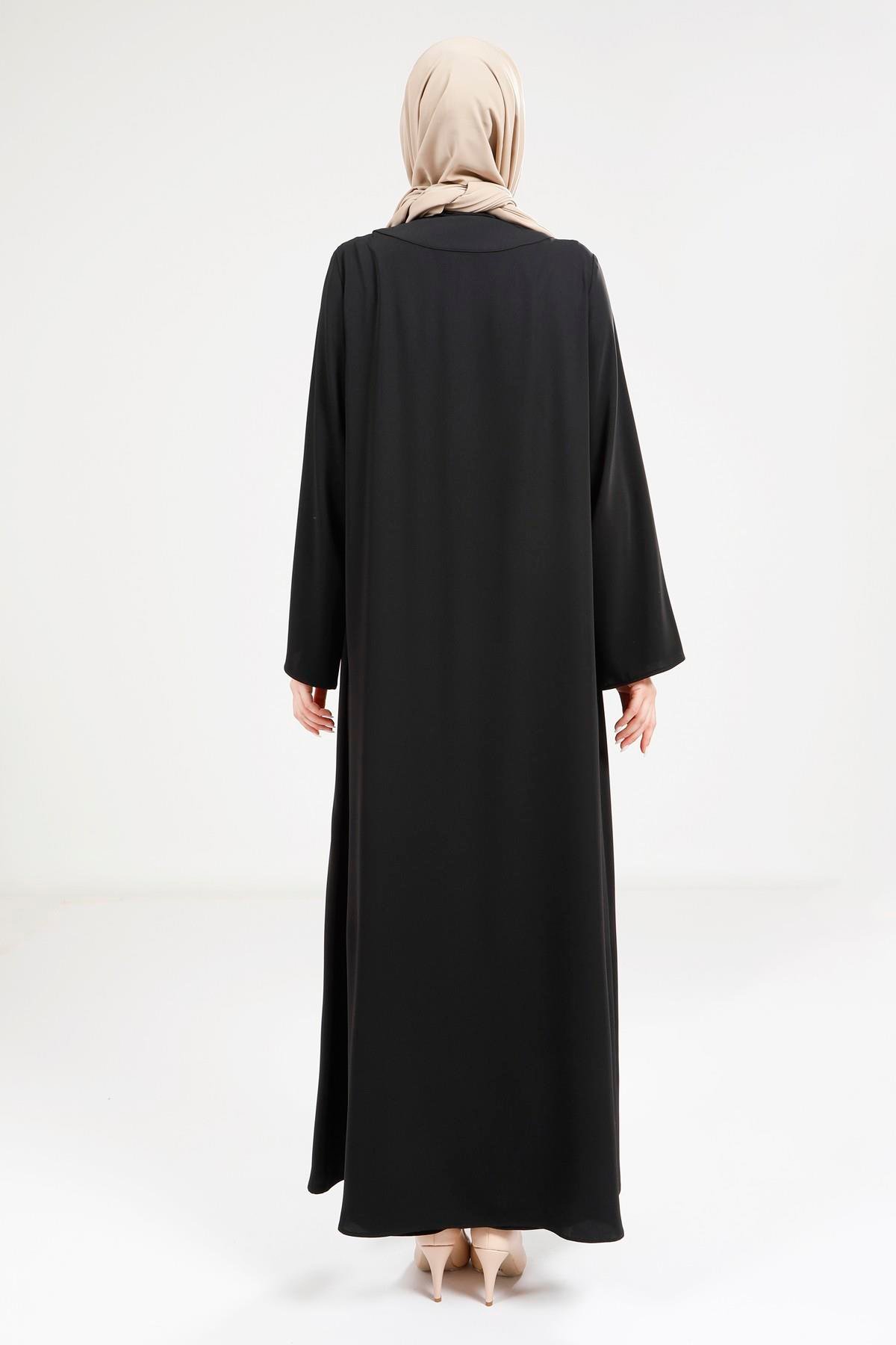 Beyza-9268 ABAYA İNCİLİ SİYAH