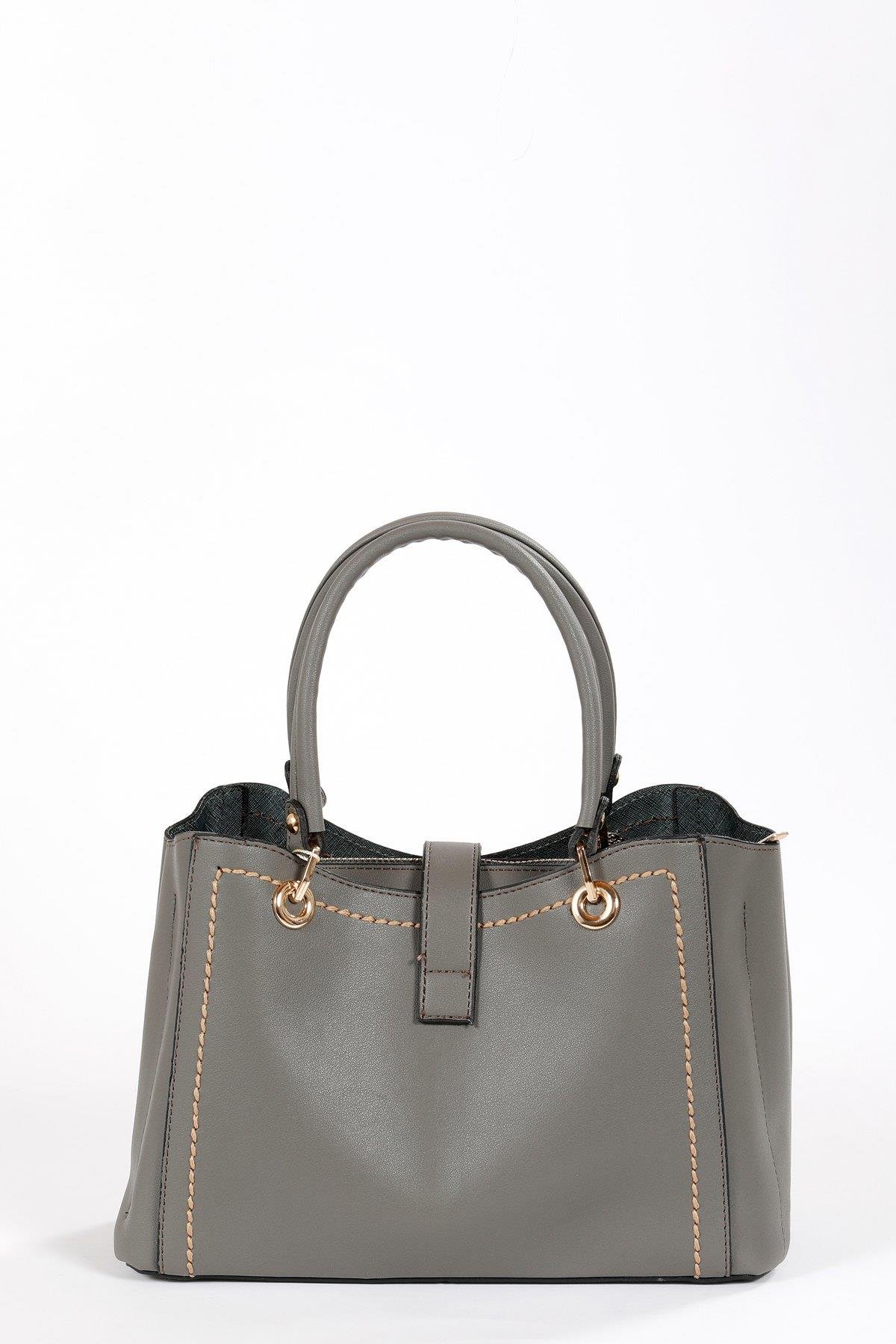 Beyza-BEYZA ÇANTA 18208 KOYU GRİ