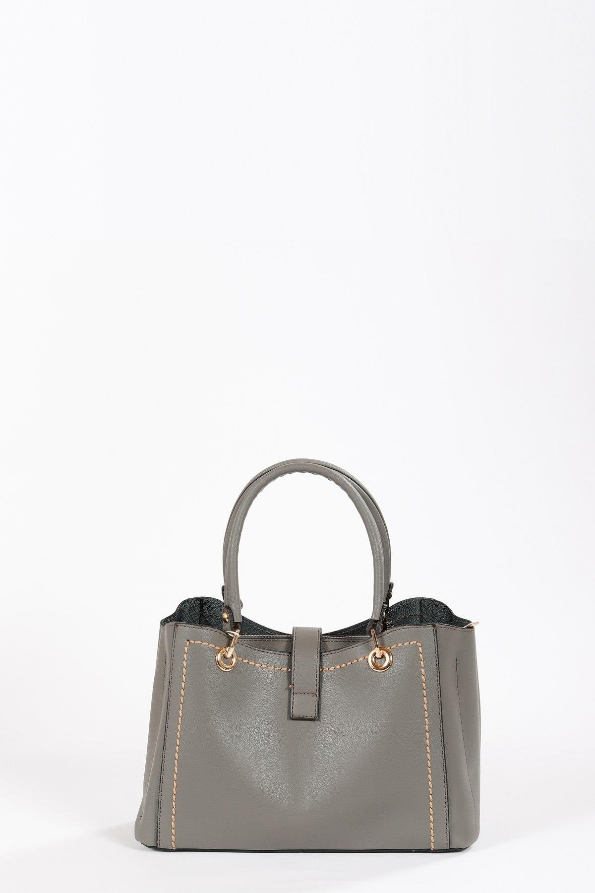 Beyza-BEYZA ÇANTA 18208 KOYU GRİ