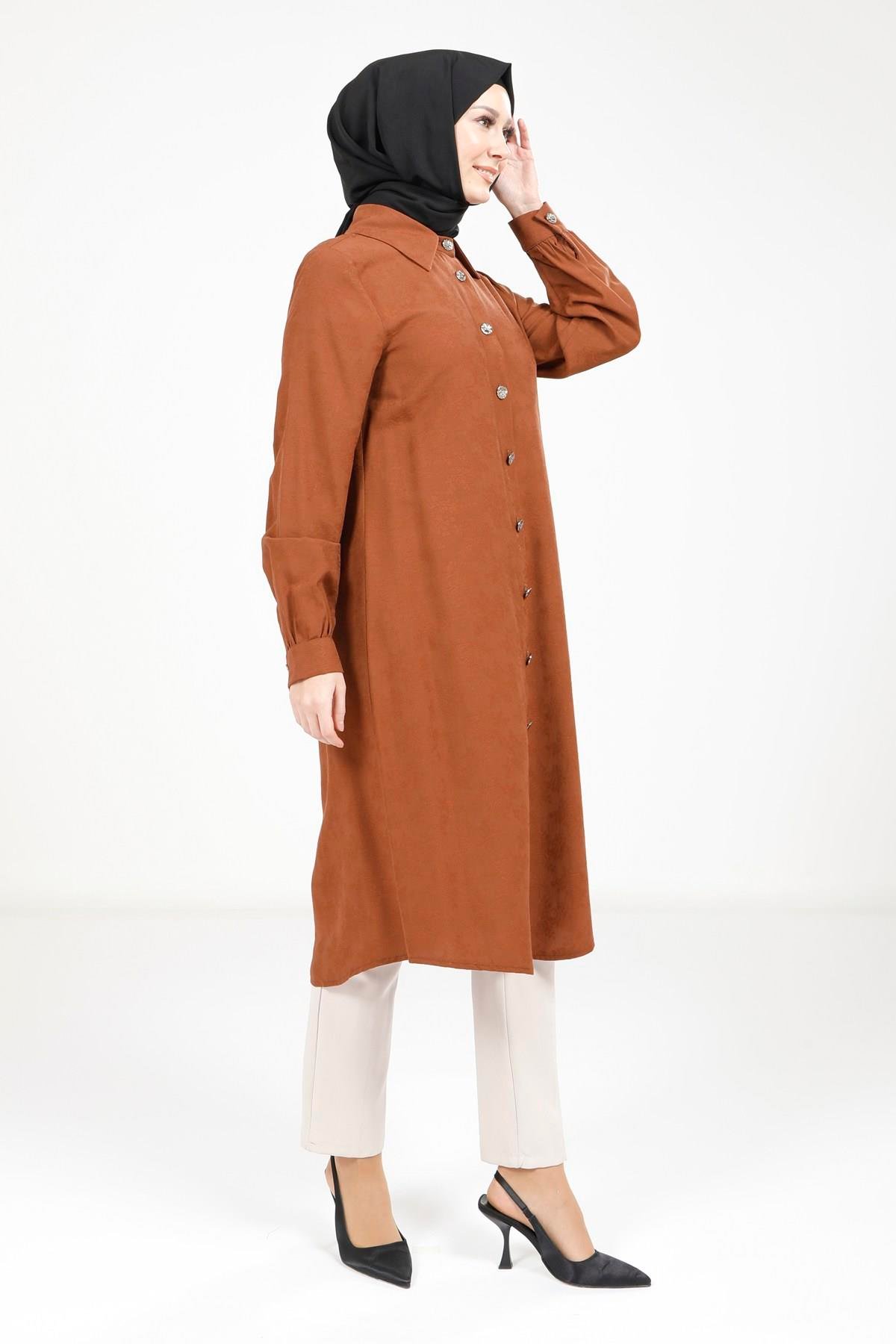 Beyza-9375 TUNİK A PİLELİ KAHVE