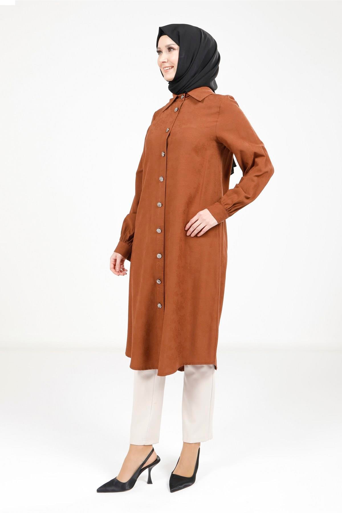 Beyza-9375 TUNİK A PİLELİ KAHVE
