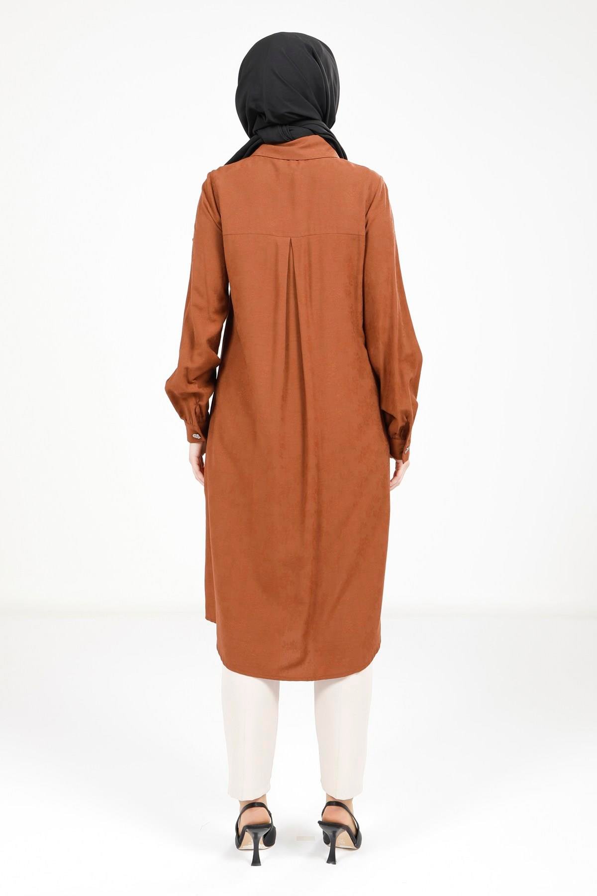 Beyza-9375 TUNİK A PİLELİ KAHVE