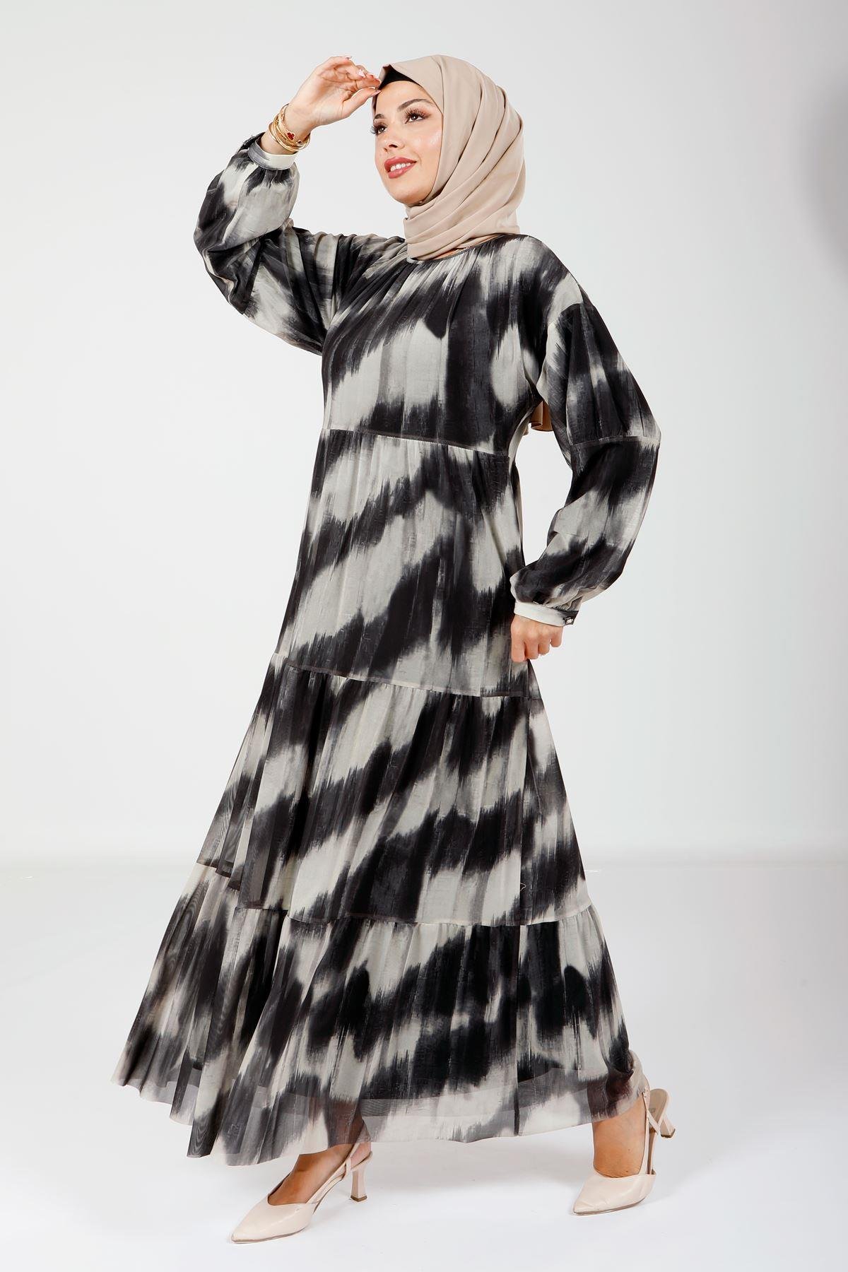 Beyza-5614 ELBİSE TÜL SİYAH