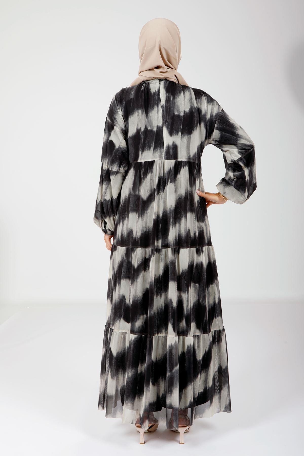 Beyza-5614 ELBİSE TÜL SİYAH