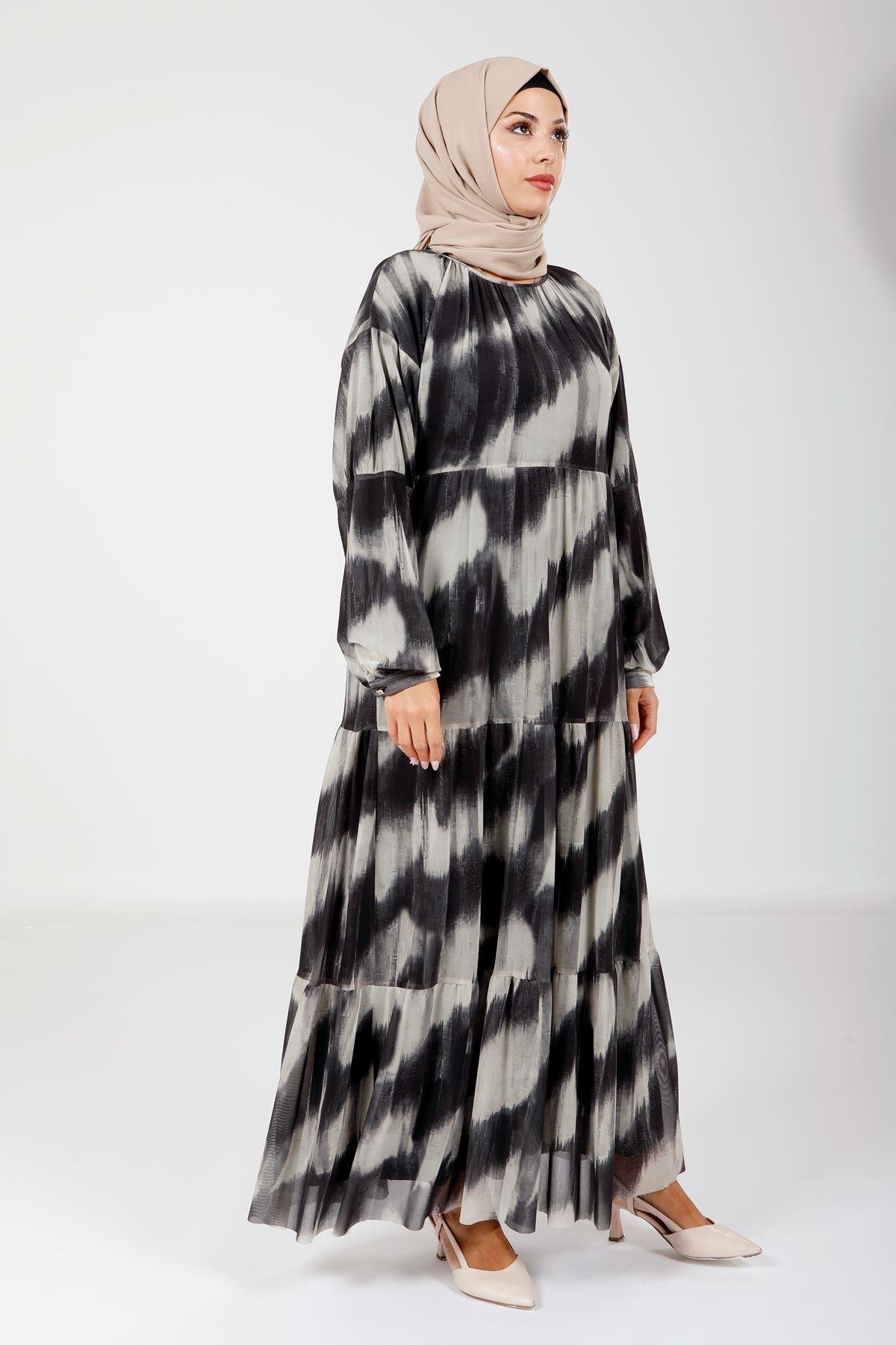 Beyza-5614 ELBİSE TÜL SİYAH