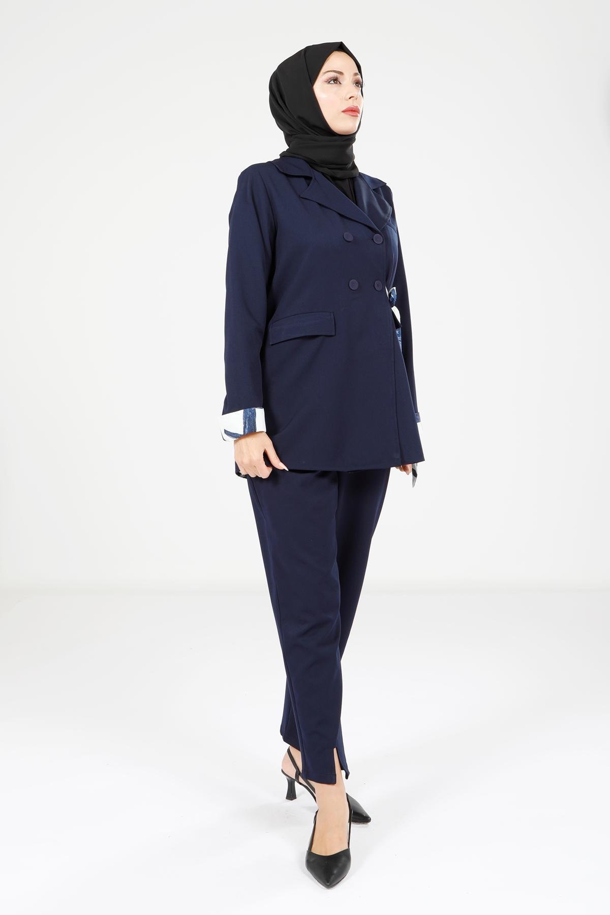 Beyza-4112 İKİLİ TAKIM CEKET PANT LACİVERT