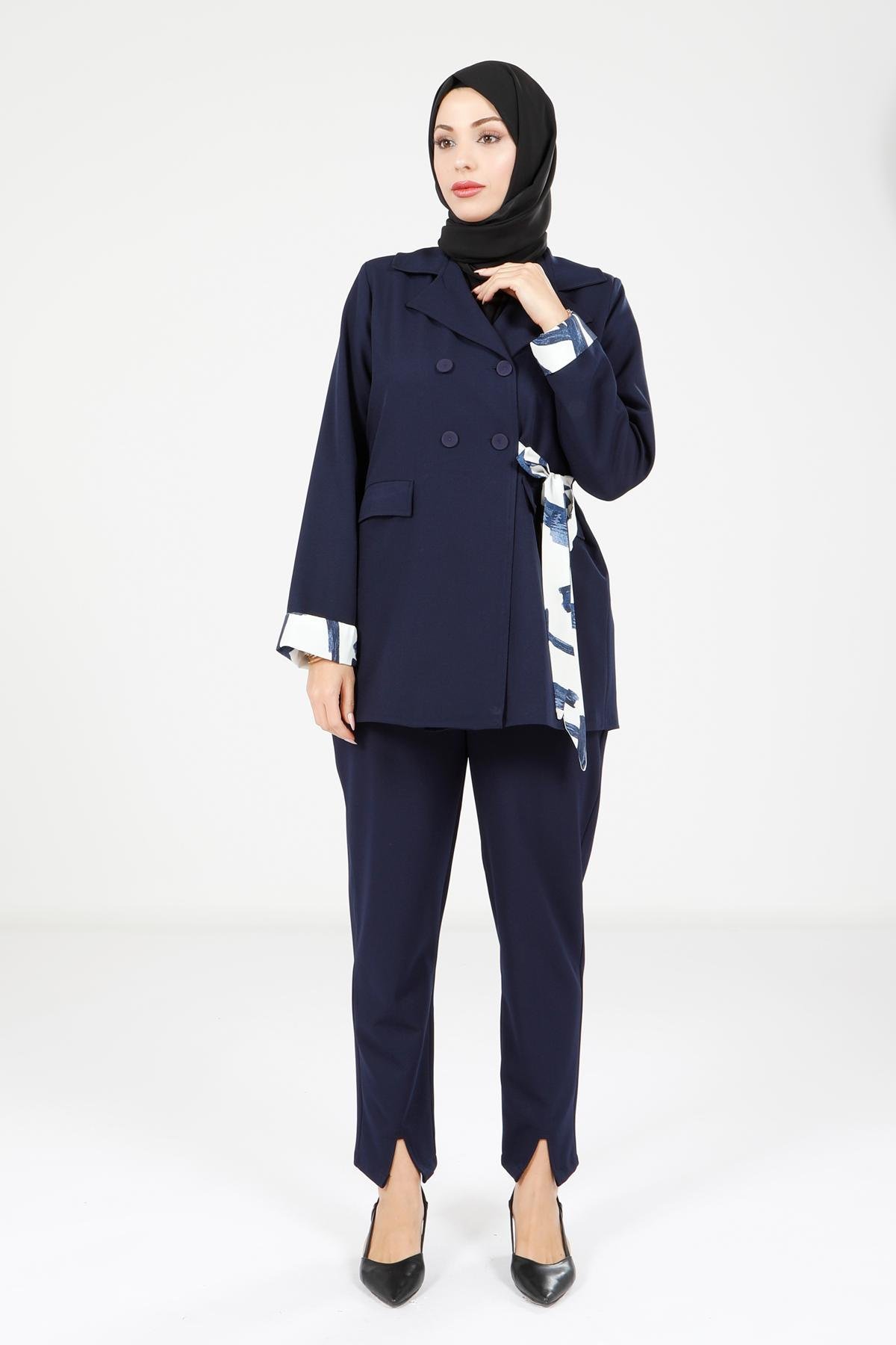 Beyza-4112 İKİLİ TAKIM CEKET PANT LACİVERT