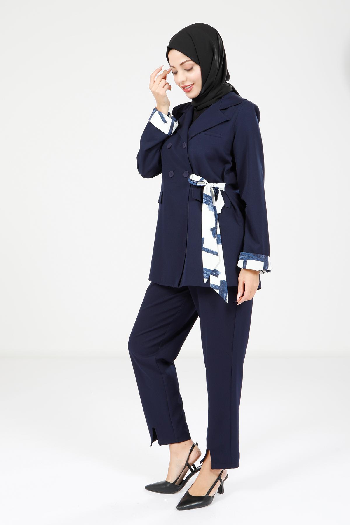 Beyza-4112 İKİLİ TAKIM CEKET PANT LACİVERT