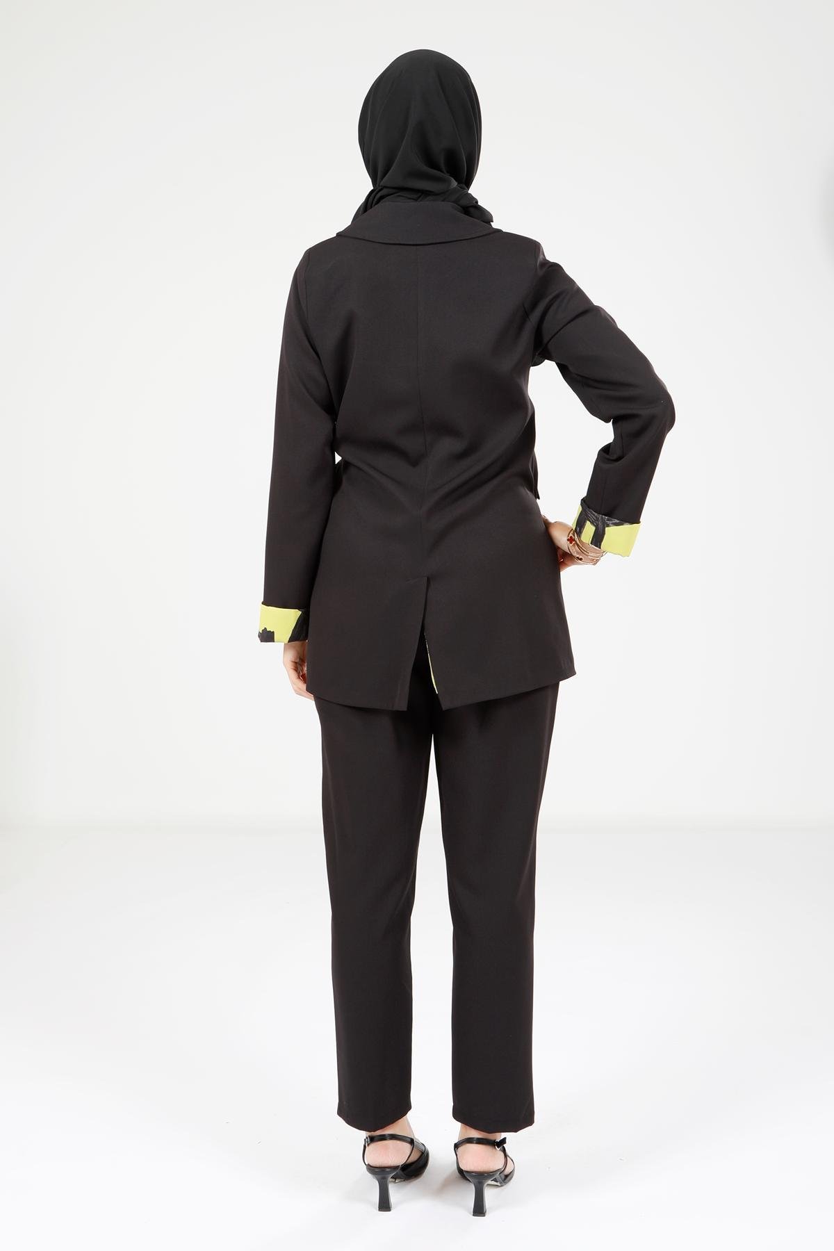 Beyza-4112 İKİLİ TAKIM CEKET PANT SİYAH