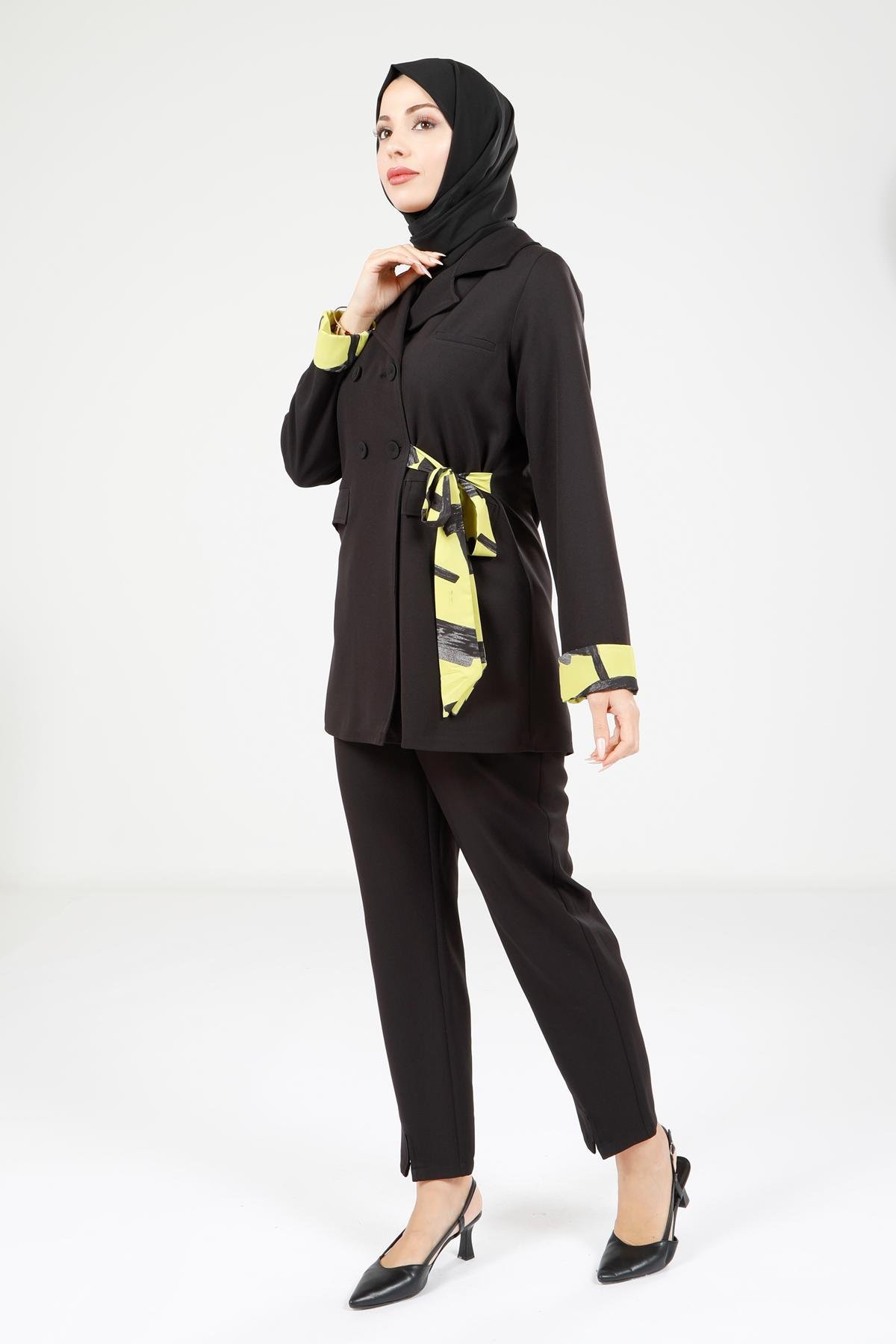 Beyza-4112 İKİLİ TAKIM CEKET PANT SİYAH