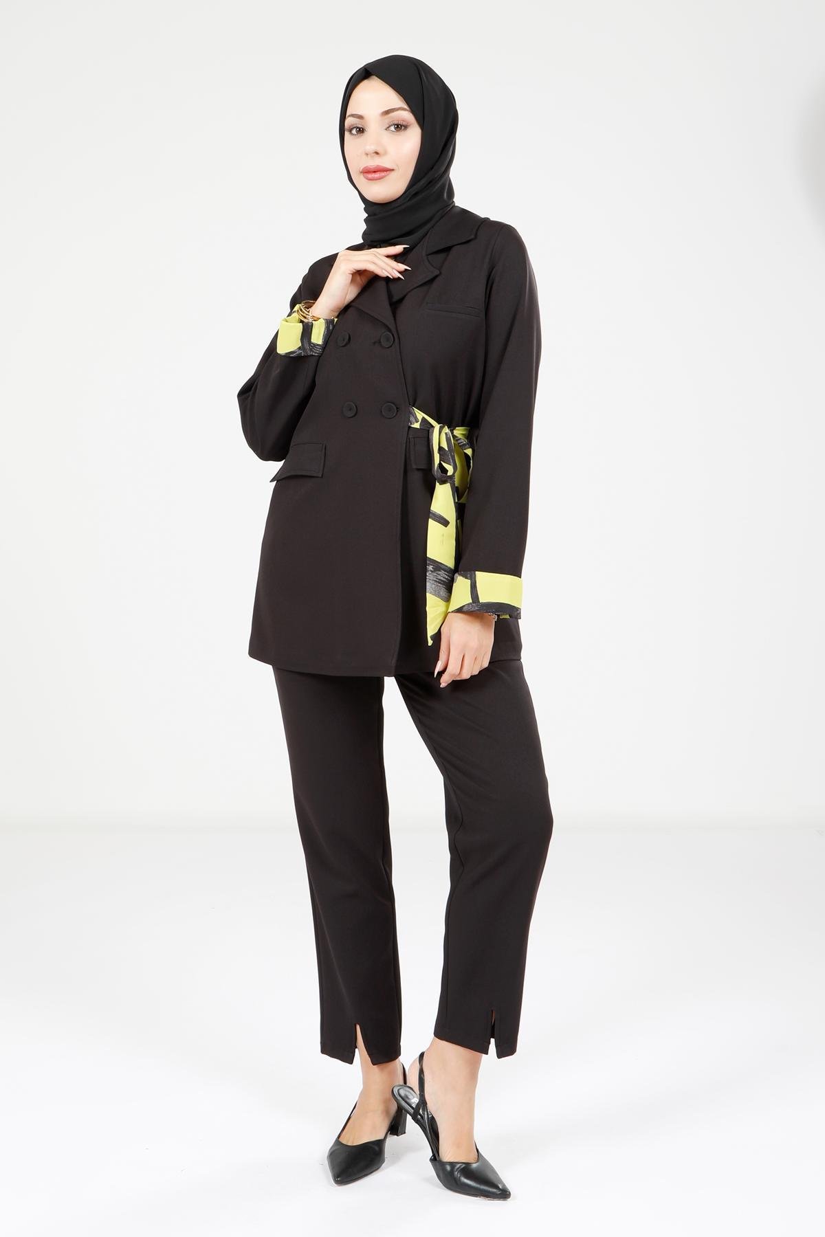 Beyza-4112 İKİLİ TAKIM CEKET PANT SİYAH