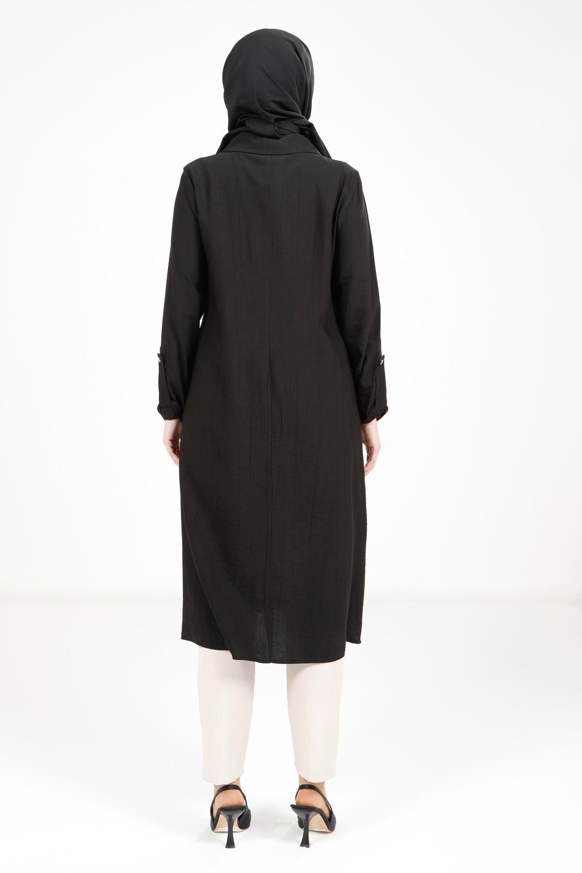 Beyza-9340 TUNİK KOL APOLETLİ SİYAH