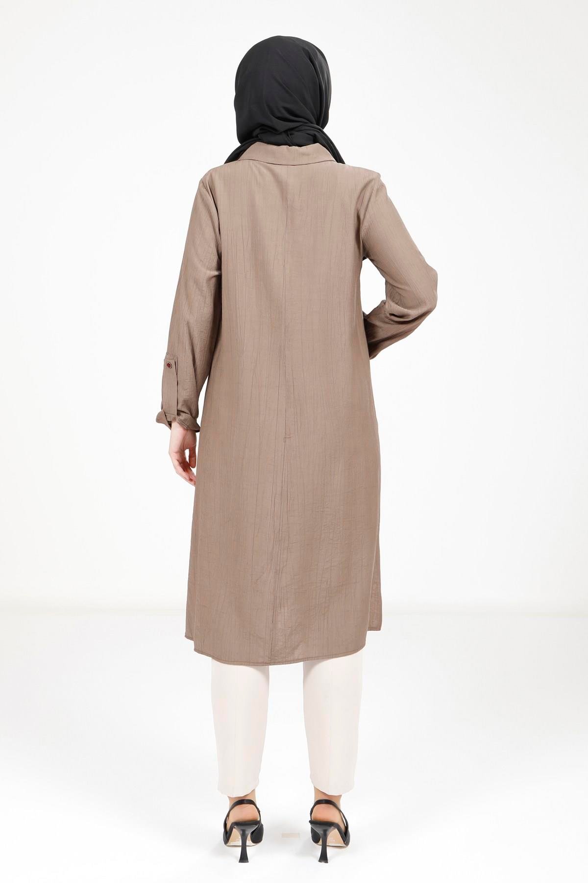 Beyza-9340 TUNİK KOL APOLETLİ VİZON