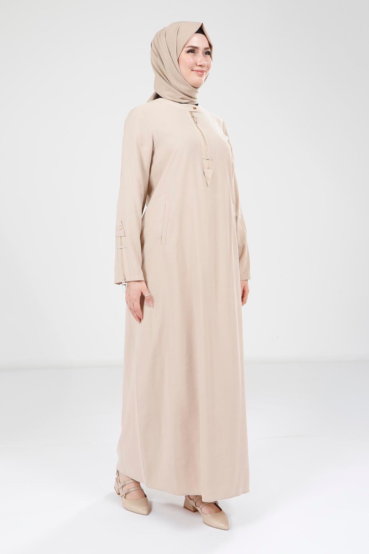 Beyza-9384 ELBİSE KOLU FERMUARLI TAŞ
