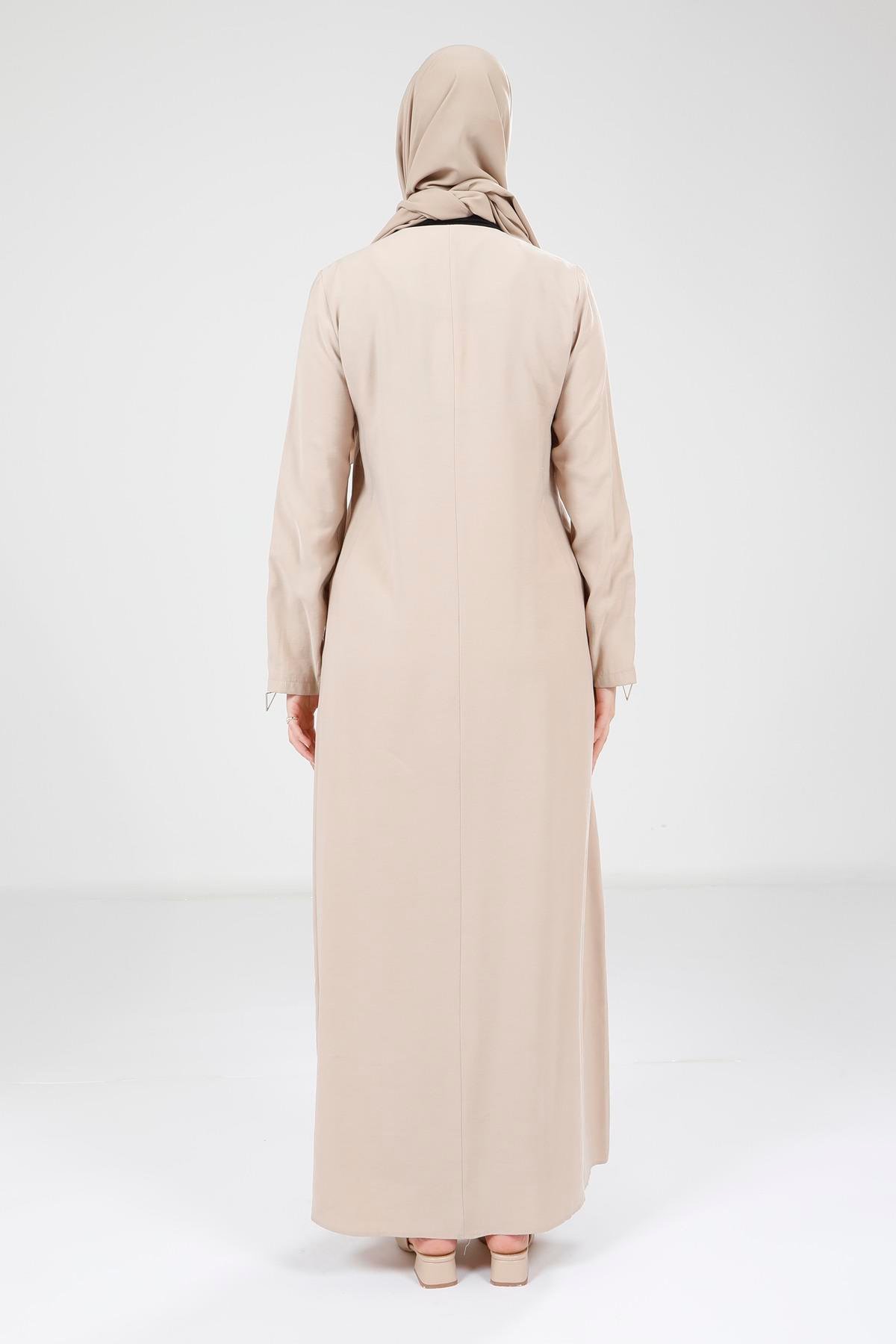 Beyza-9384 ELBİSE KOLU FERMUARLI TAŞ