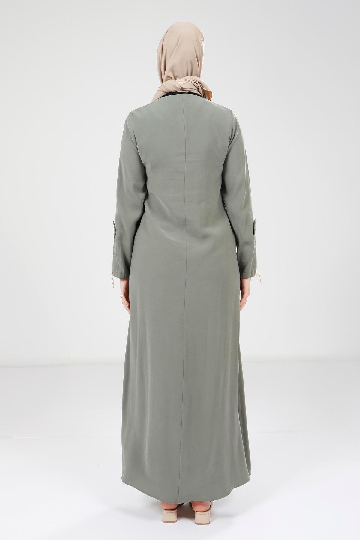 Beyza-9384 ELBİSE KOLU FERMUARLI YEŞİL