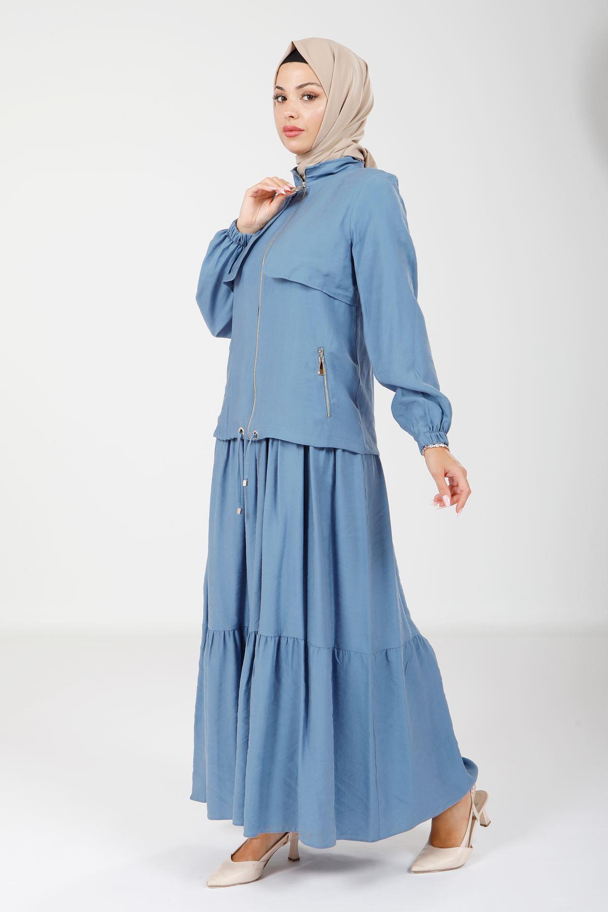 Beyza-9102 ELBİSE CEKET İNDİGO