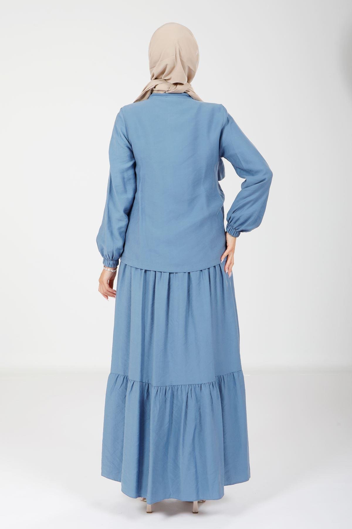 Beyza-9102 ELBİSE CEKET İNDİGO