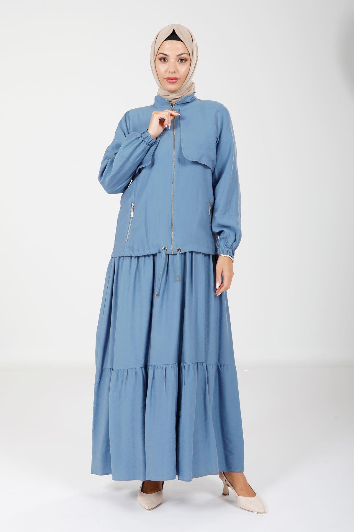 Beyza-9102 ELBİSE CEKET İNDİGO