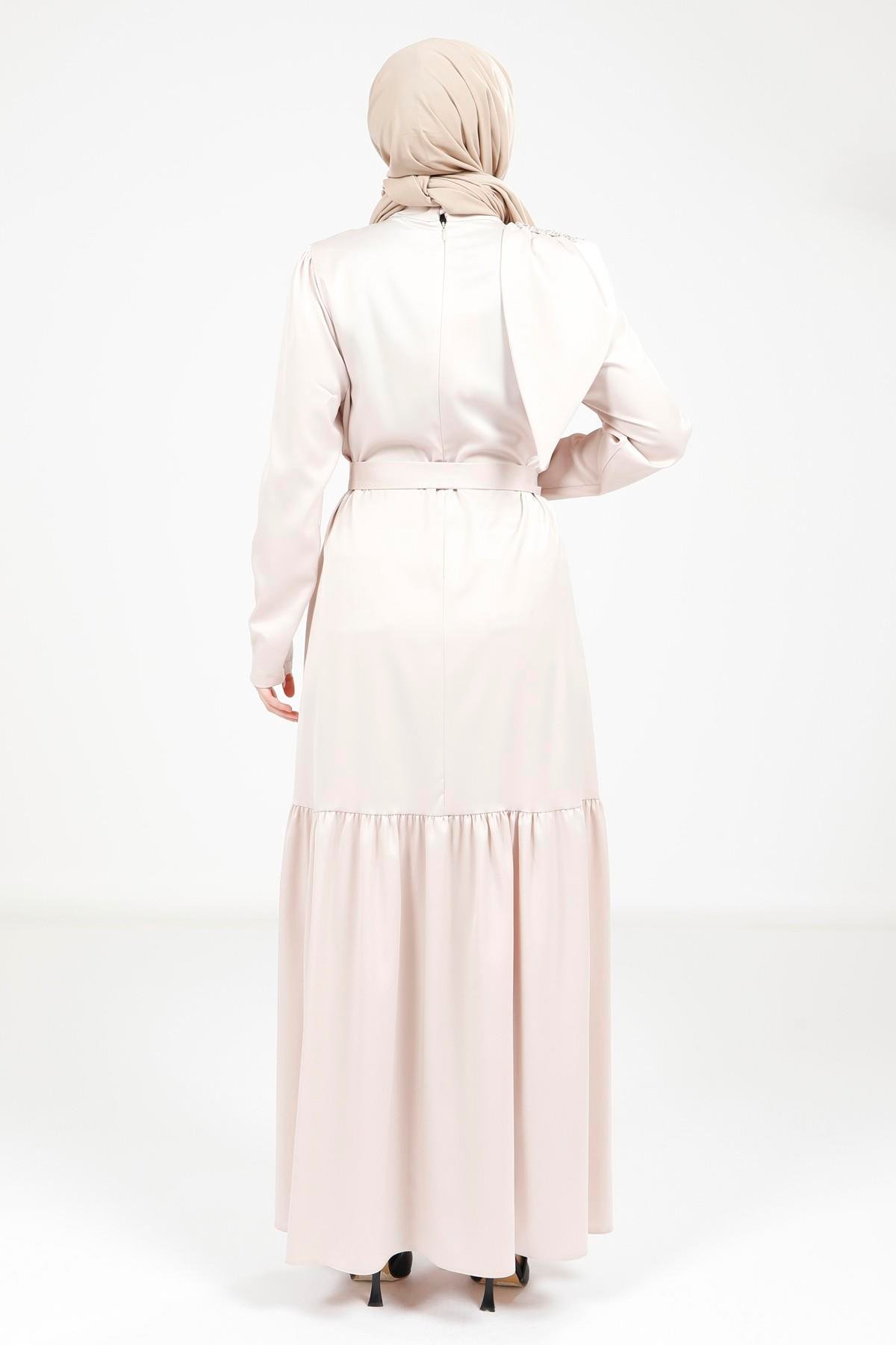 Beyza-5591 ELBİSE SATEN TAŞ