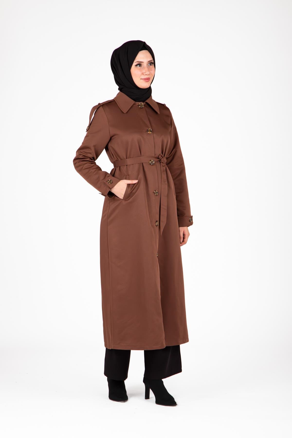 Beyza-9438 TRENÇKOT UZUN
 KAHVE