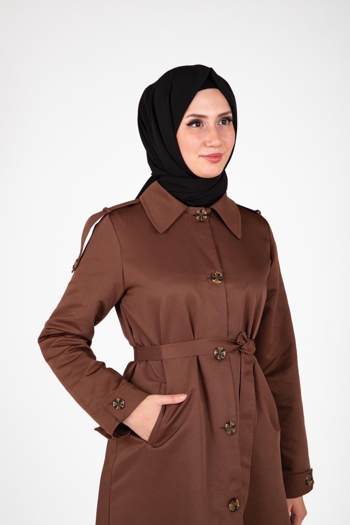 Beyza-9438 TRENÇKOT UZUN
 KAHVE