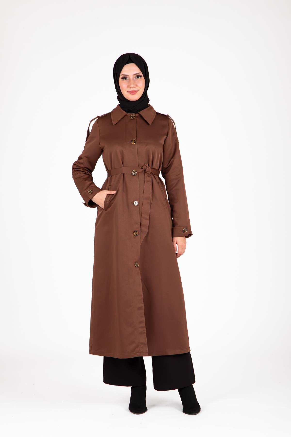 Beyza-9438 TRENÇKOT UZUN
 KAHVE
