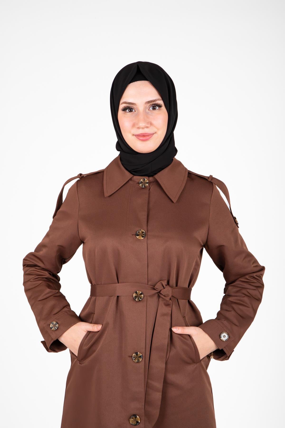 Beyza-9438 TRENÇKOT UZUN
 KAHVE