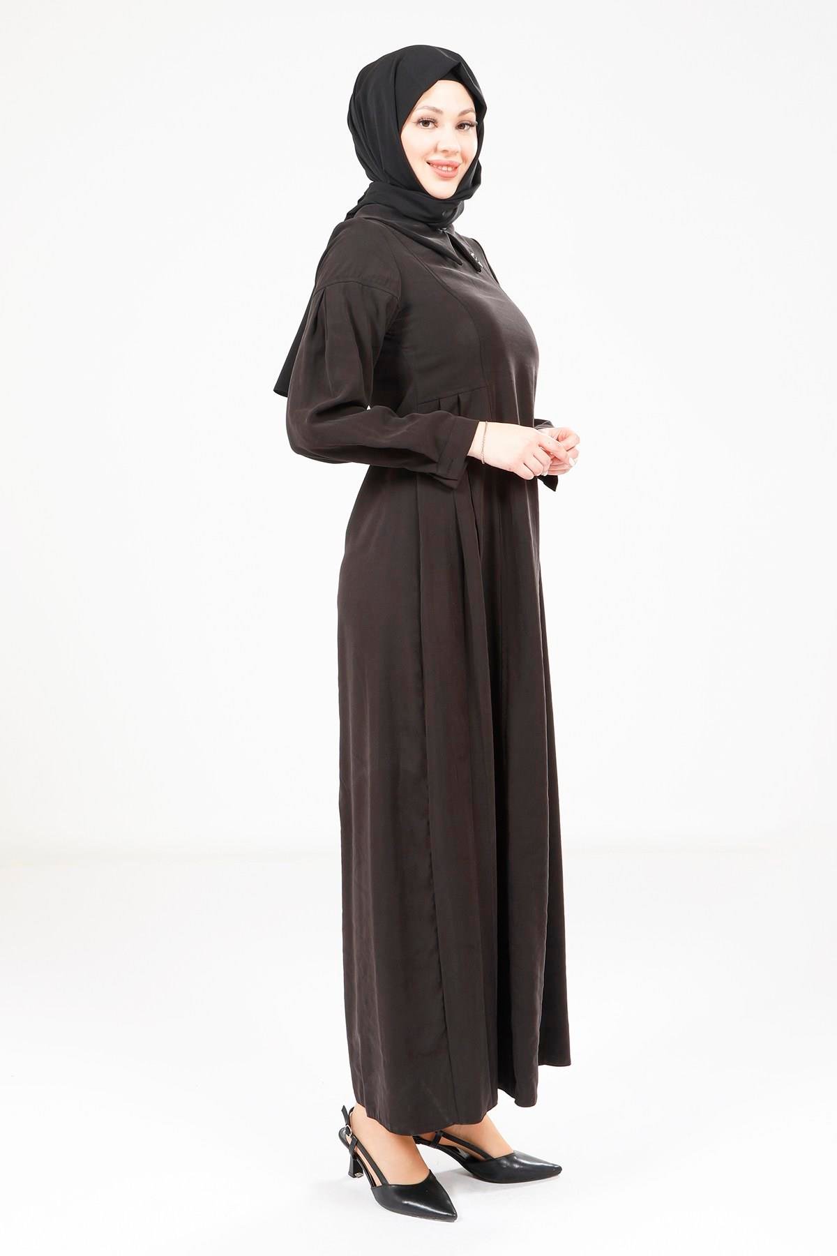 Beyza-Beyza Pileli Siyah Elbise 9342