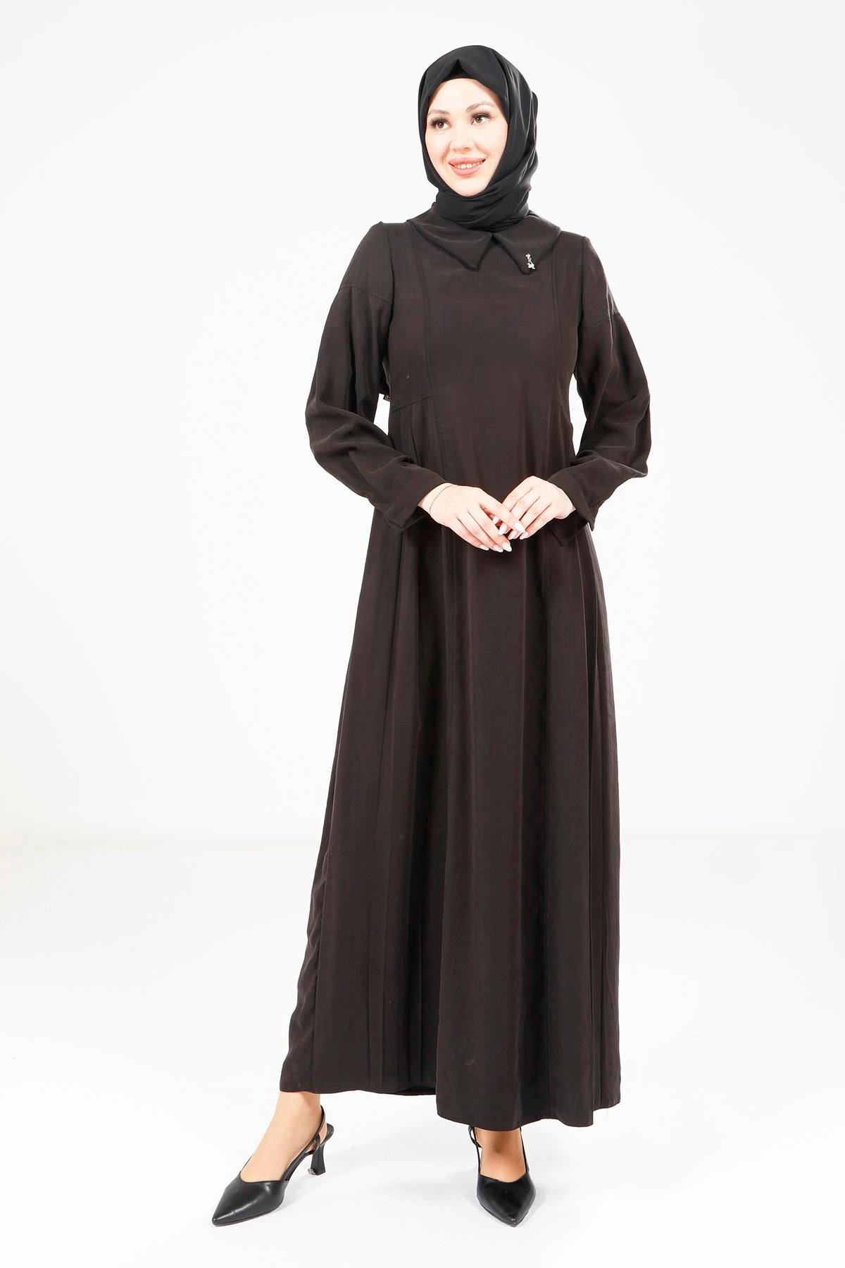 Beyza-Beyza Pileli Siyah Elbise 9342