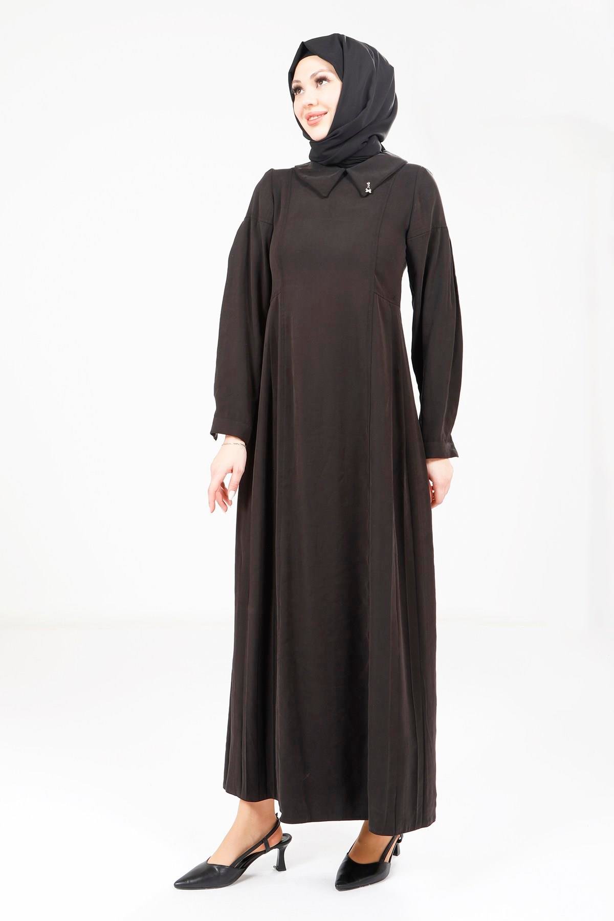 Beyza-Beyza Pileli Siyah Elbise 9342