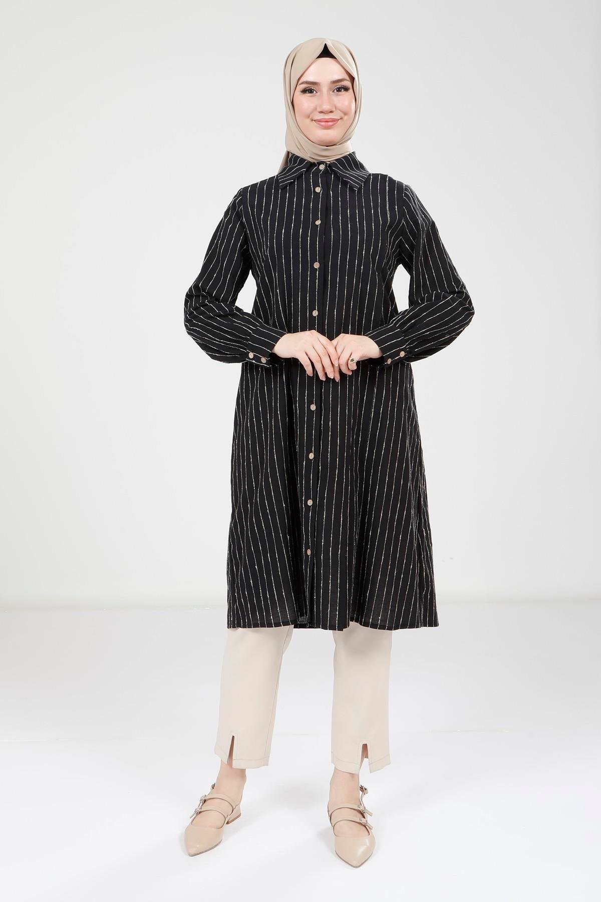 Beyza-9336 TUNİK PİLELİ SİYAH