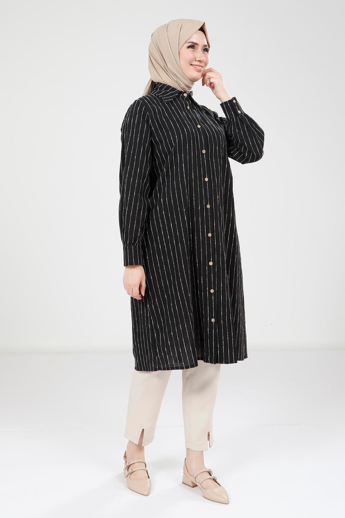 Beyza-9336 TUNİK PİLELİ SİYAH