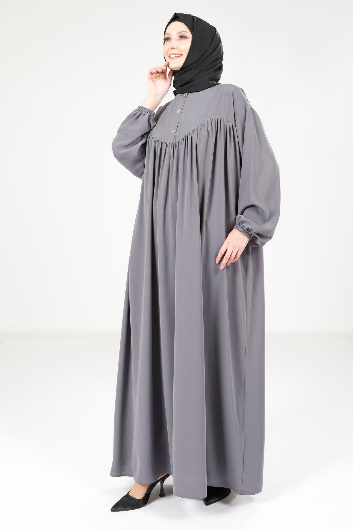 Beyza-9225 ELBİSE ROBALI SALAŞ GRİ