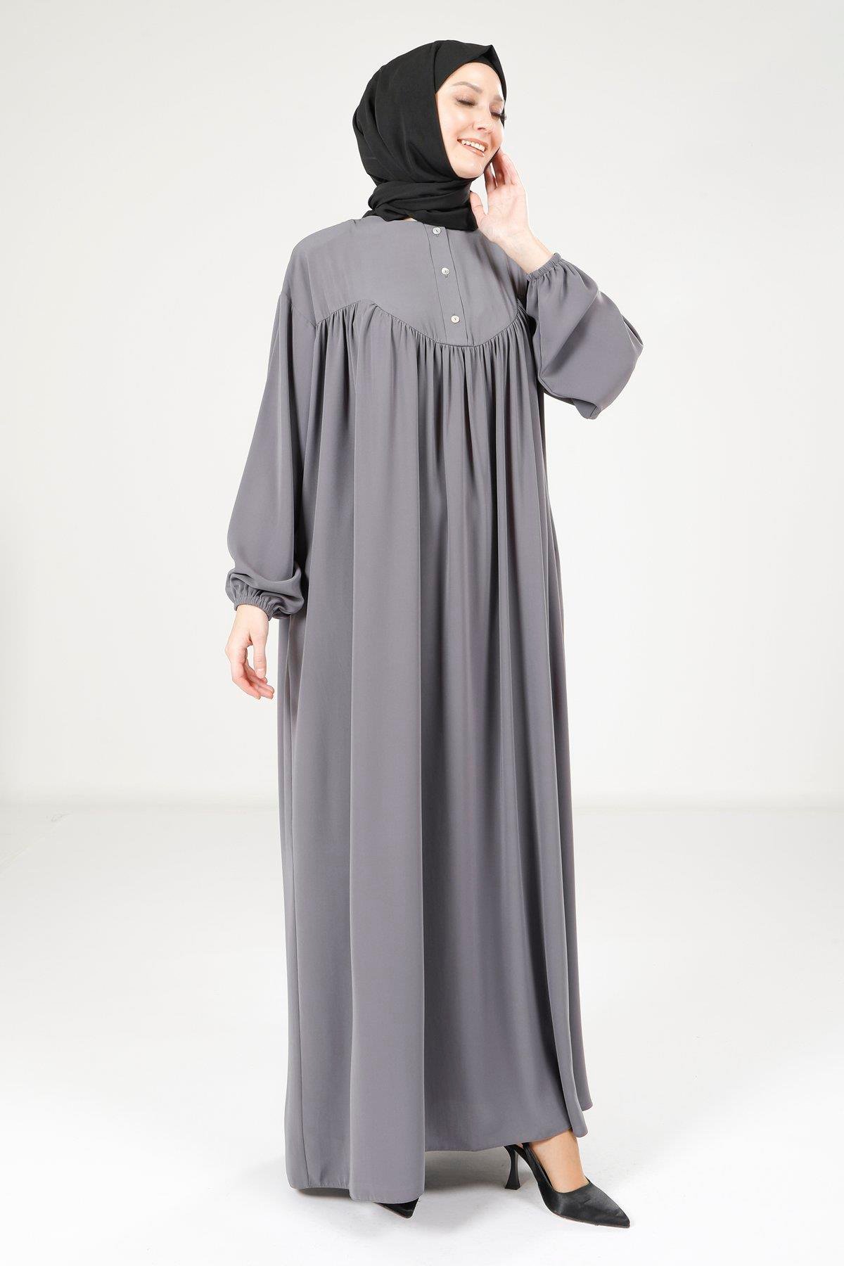 Beyza-9225 ELBİSE ROBALI SALAŞ GRİ