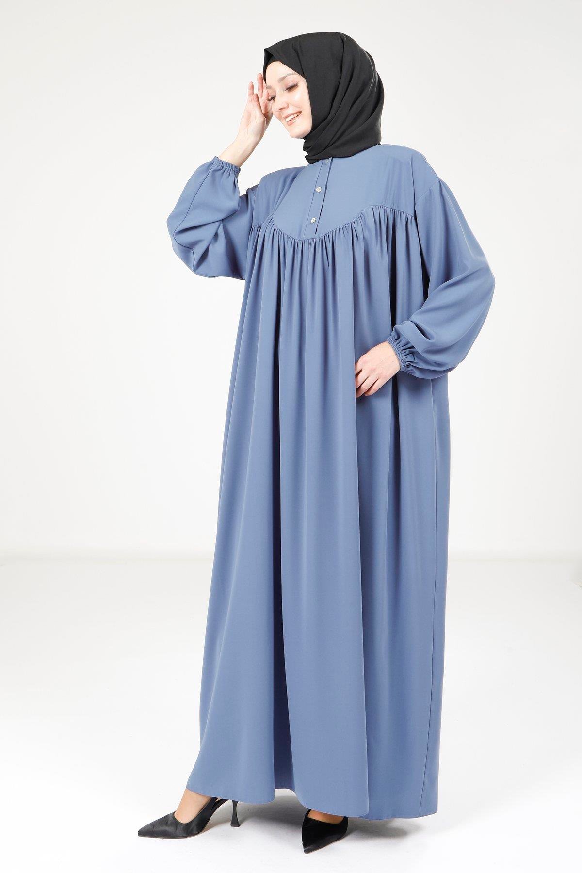 Beyza-9225 ELBİSE ROBALI SALAŞ İNDİGO