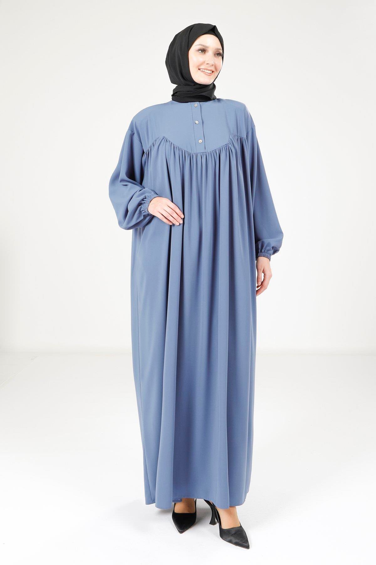 Beyza-9225 ELBİSE ROBALI SALAŞ İNDİGO