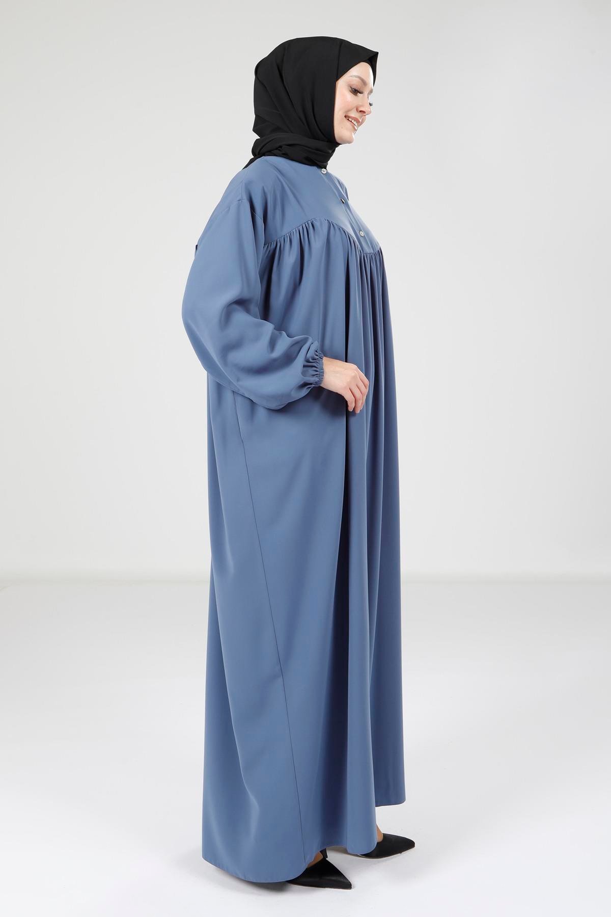 Beyza-9225 ELBİSE ROBALI SALAŞ İNDİGO