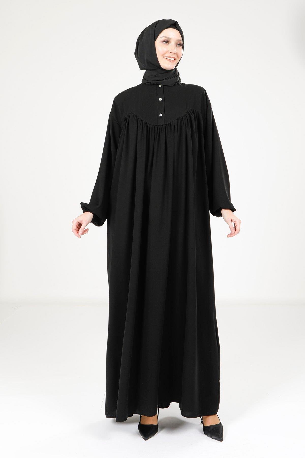 Beyza-9225 ELBİSE ROBALI SALAŞ SİYAH