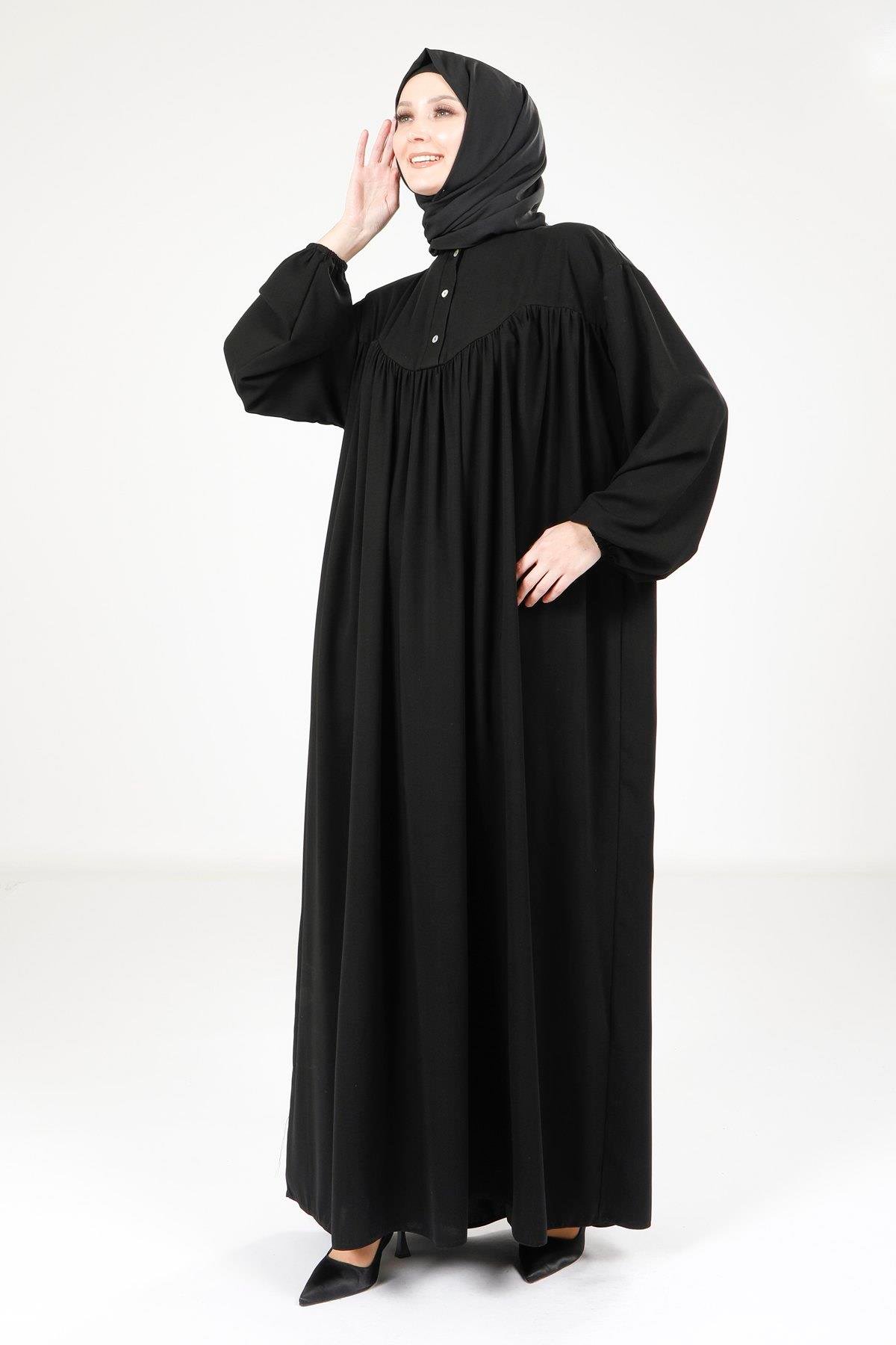 Beyza-9225 ELBİSE ROBALI SALAŞ SİYAH