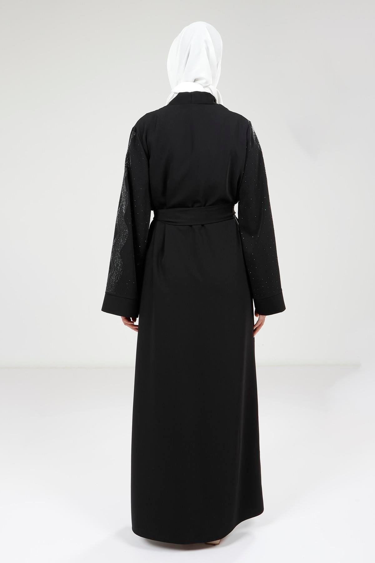 Beyza-9320 ABAYA SERPME TAŞÇI SİYAH