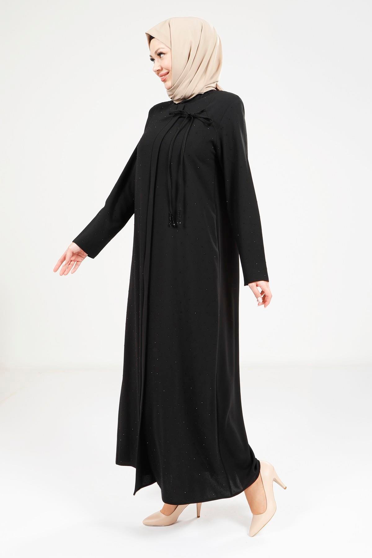 Beyza-9250 FERACE SERPME TAŞLI SİYAH