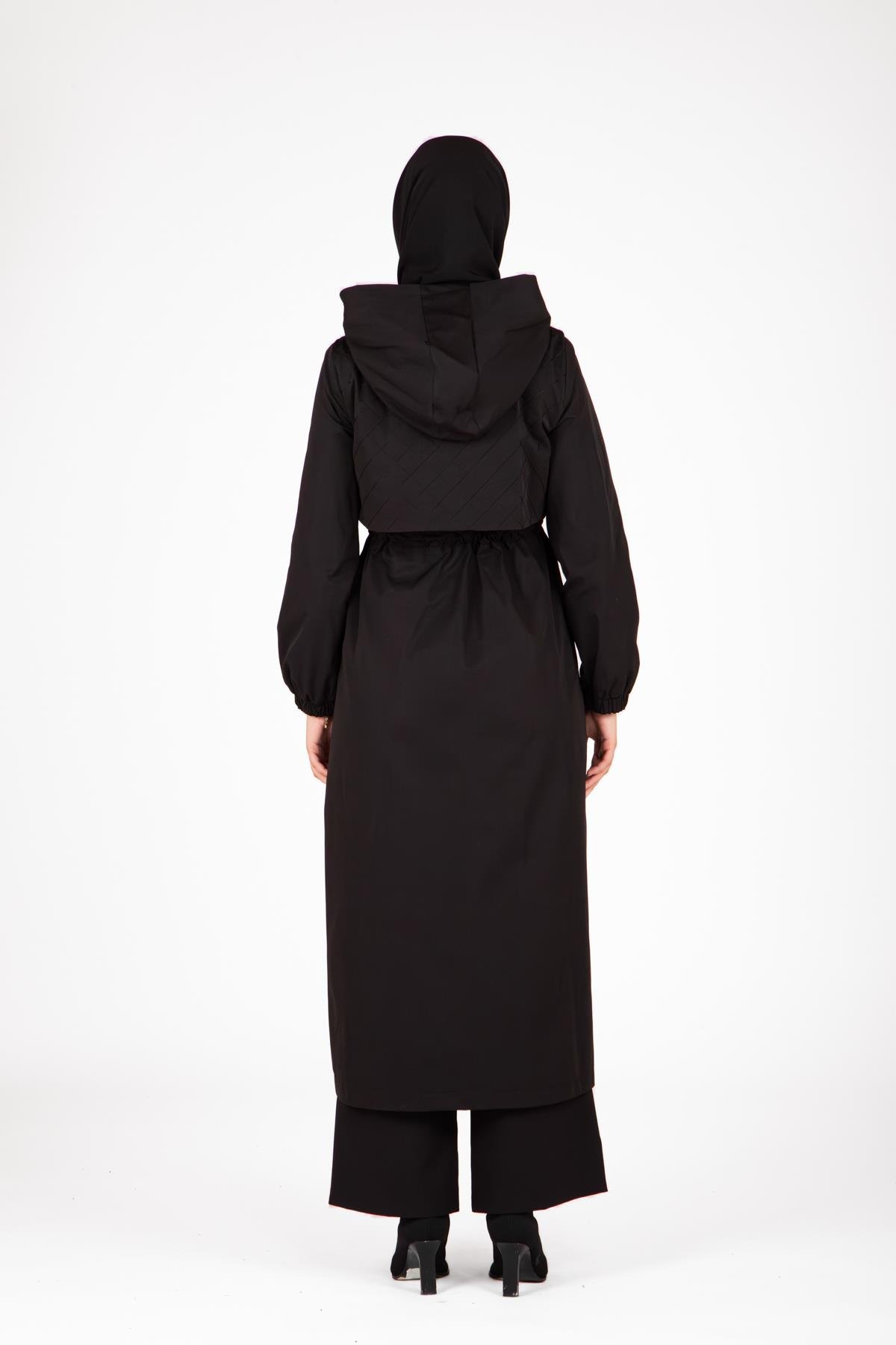 Beyza-9441 TRENÇKOT KAPŞONLU
 SİYAH